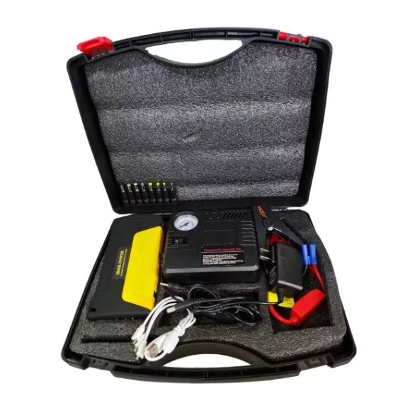 Set Partidor Auto-Moto Cargador Baterias e Inflador de Ruedas